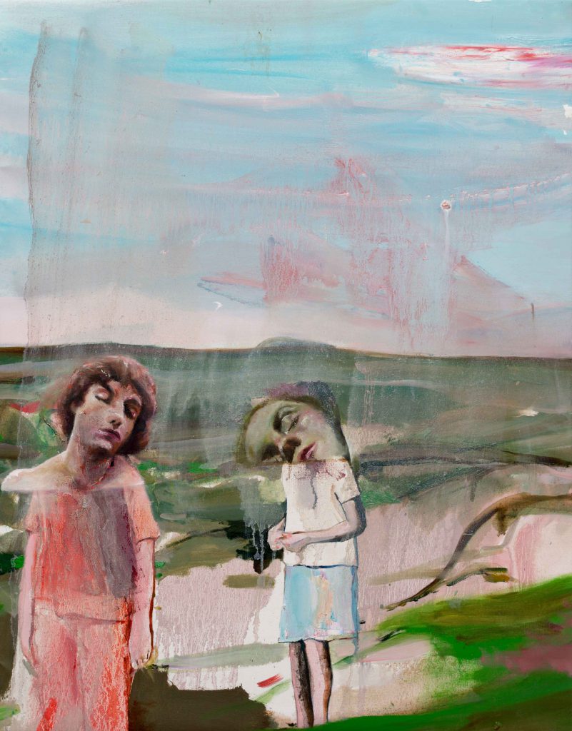 Deux figures dans un paysage, 90 x 70 cm, huile sur toile, 2018.