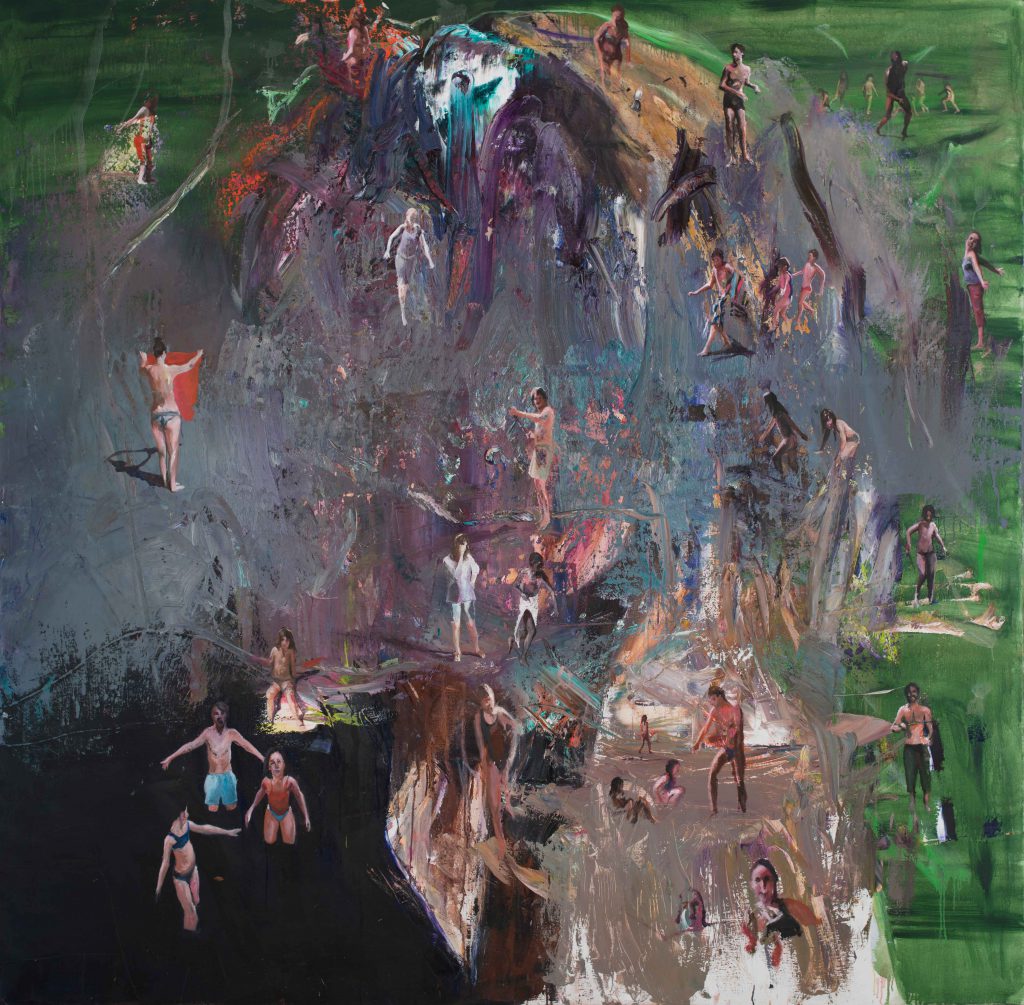 Grand peuplement, 220 x 220 cm, huile sur toile, 2013.