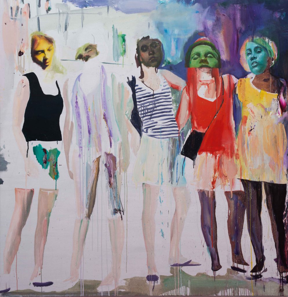 Cinq figures, 142 x 145 cm, huile sur toile, 2018. Collection privée