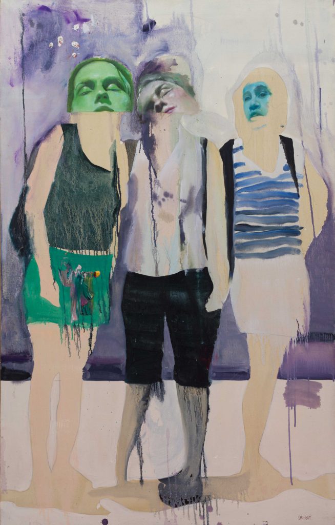 Trois figures, 140 x 90 cm, huile sur toile, 2018.