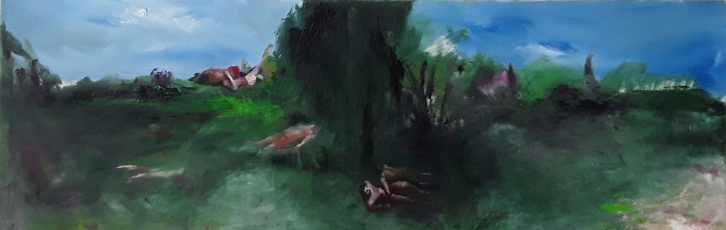 Scène, 50 x 150 cm, huile sur toile, 2016.