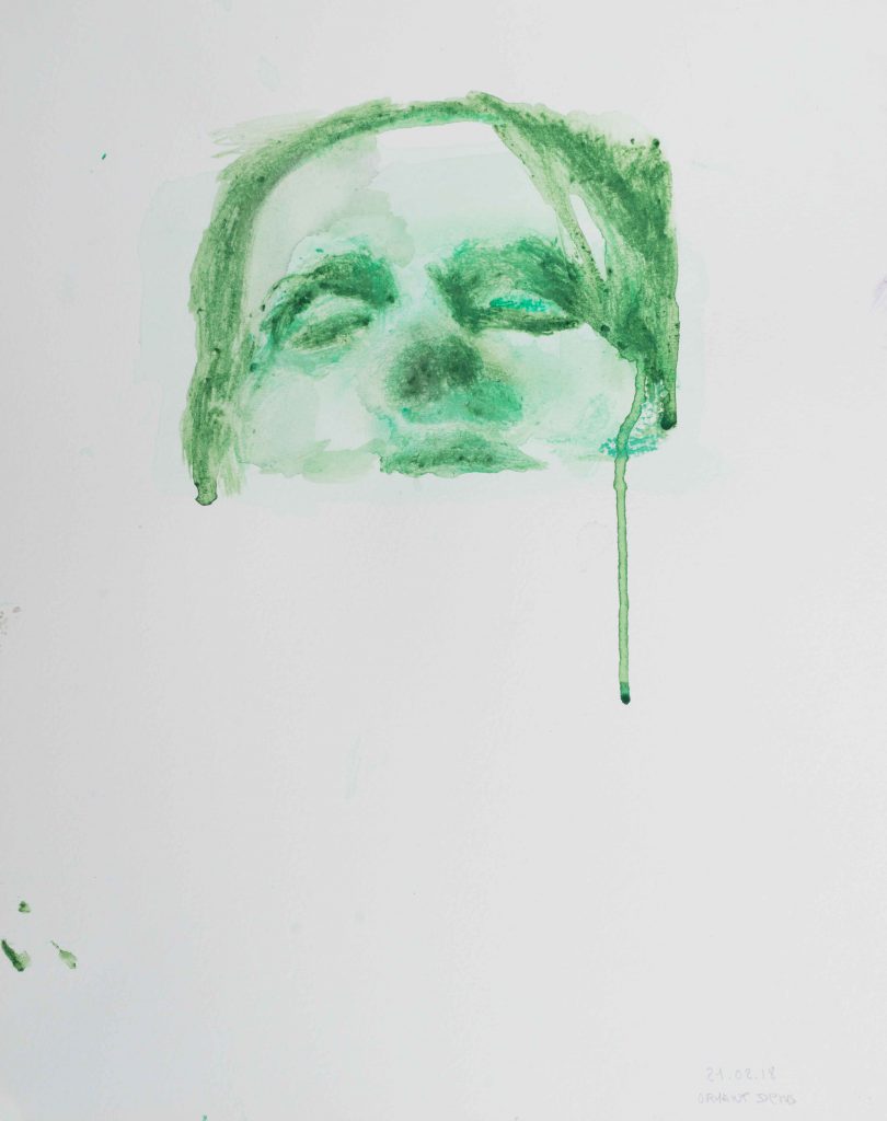 Non titré, 41 x 30 cm, crayon aquarellable sur papier, 2018.