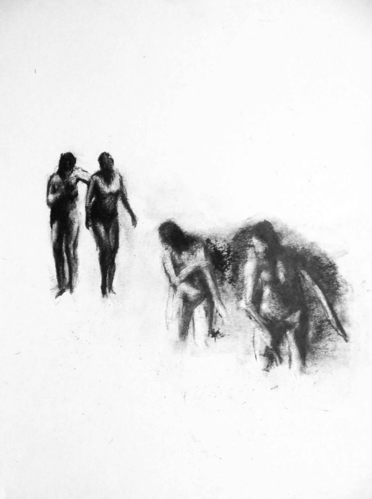 Peuplement, 55 x 40 cm, crayon Conté sur papier, 2015.