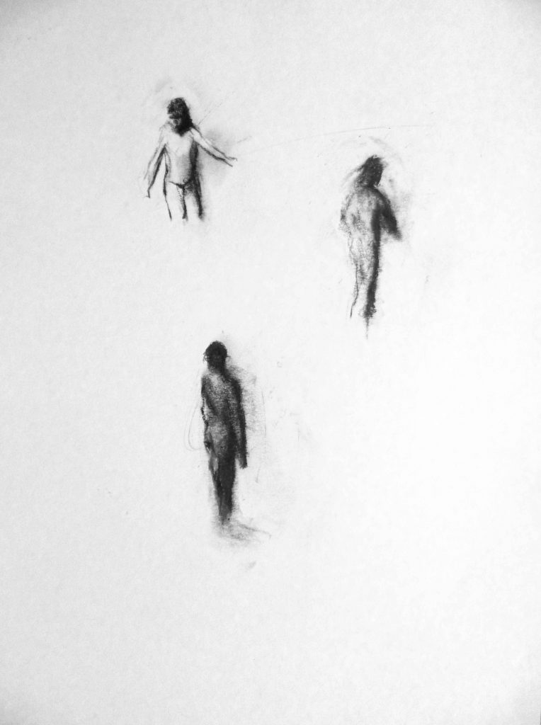Peuplement, 55 x 40 cm, crayon Conté sur papier, 2015.